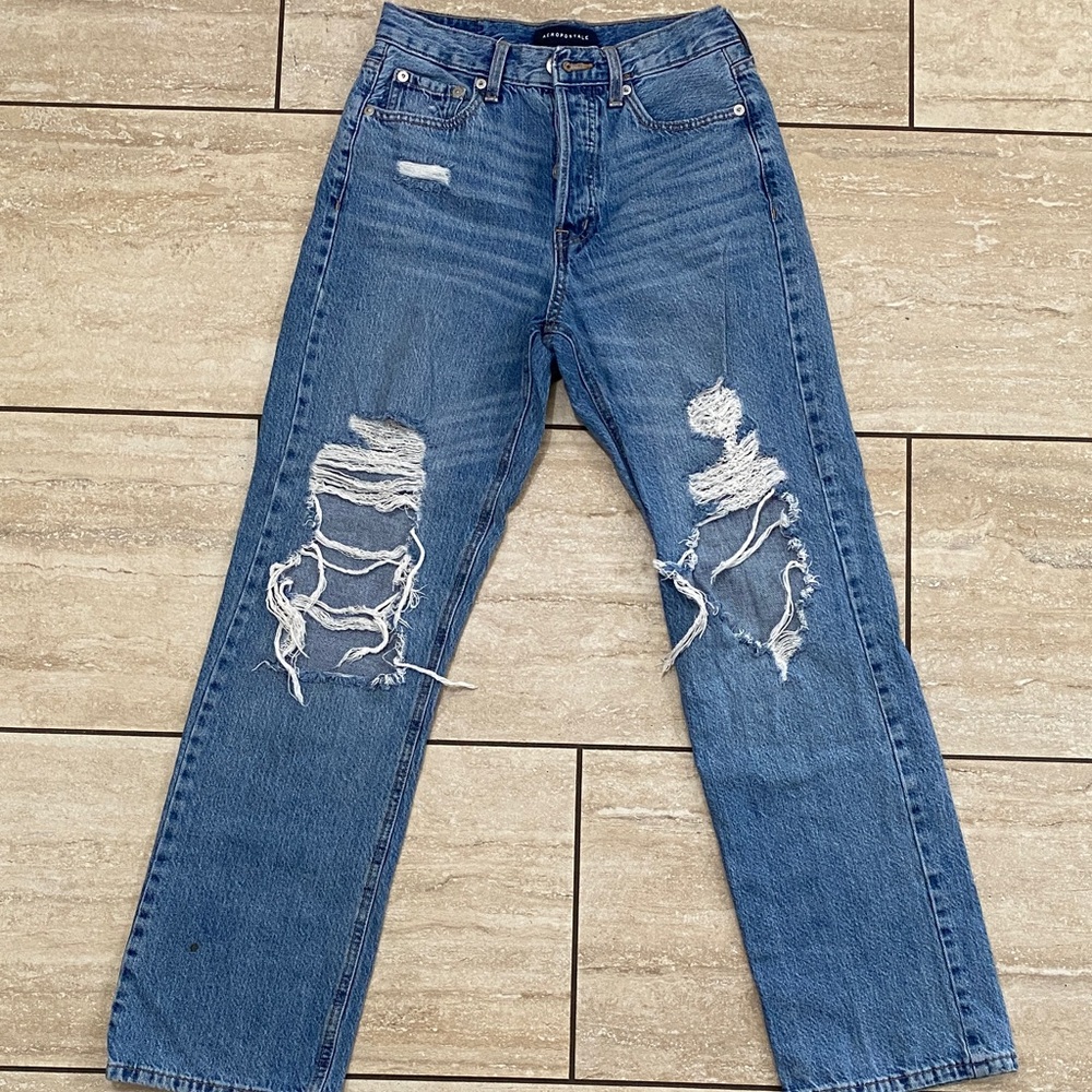 Aeropostale Blue Distressed Boyfriend Jeans